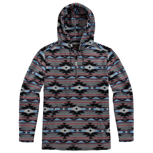 Men's 1/4 Zip Pullover Aztec Hooded Fleece