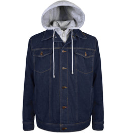 Men's Denim Jacket with Fleece Hood