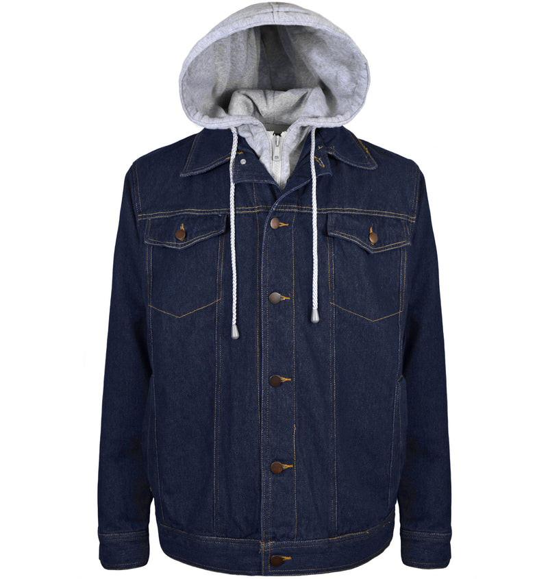 Men s Denim Jacket with Fleece Hood