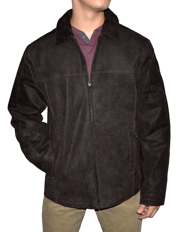 Men's Distressed Brown Leather Aviator Jacket