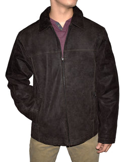 Men's Distressed Leather Zip Jacket