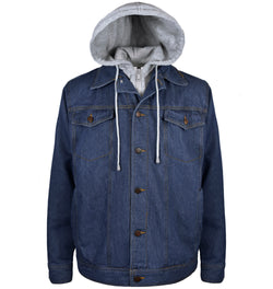 Men's Denim Jacket with Fleece Hood