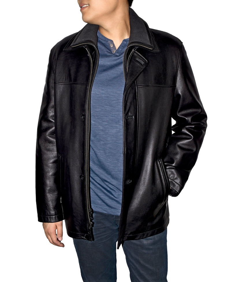 Men's Double Collar Leather Coat