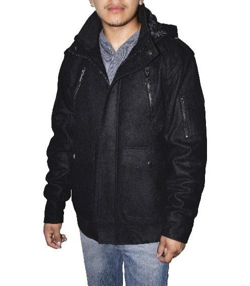 Men's Wool Blend Hooded Jacket