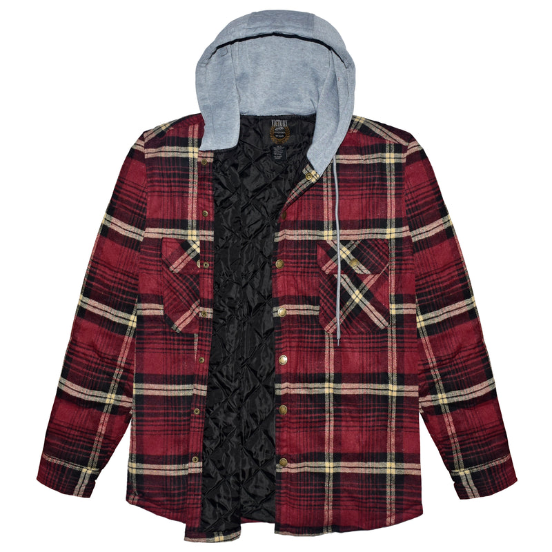 Men's CVC Flannel Quilted Jacket w/ Hood