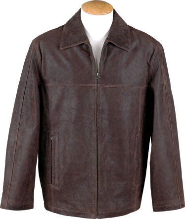 Men's Distressed Leather Zip Jacket