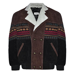 Men's Suede Southwestern Jacket with Sherpa Detail