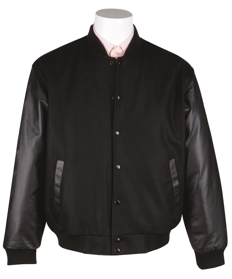 Men's Varsity Jacket with Genuine Leather Sleeves