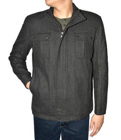 Men's Wool Blend Standing Collar Zip Jacket