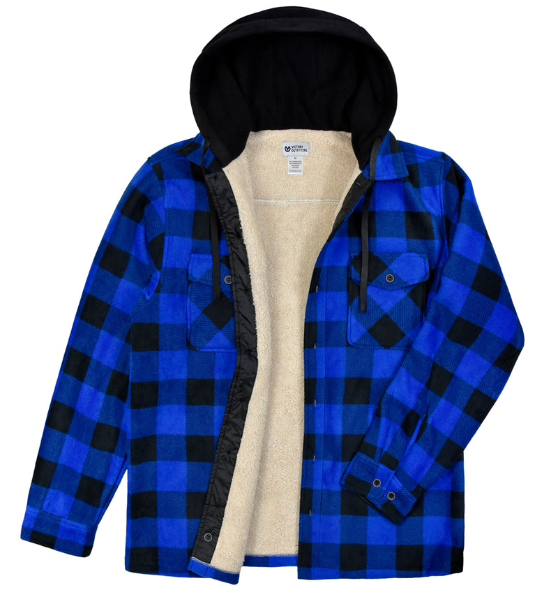 Men's Printed Shirt Jacket w/ Fleece Hood